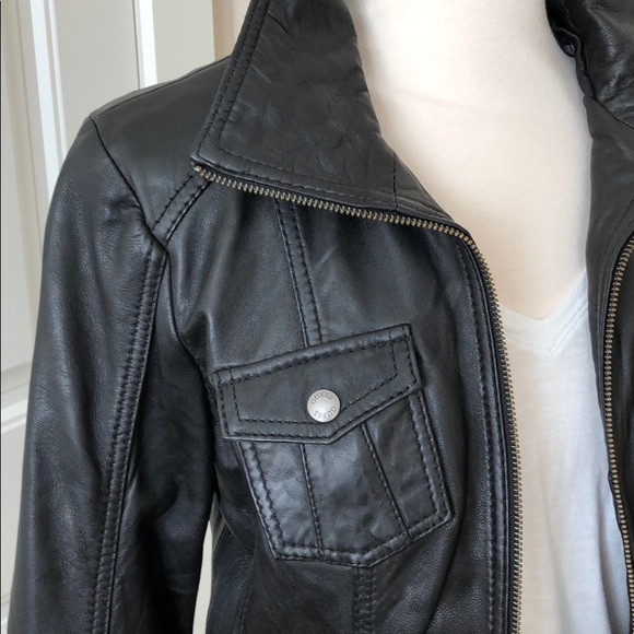 Guess Los Angeles NWT black leather jacket medium